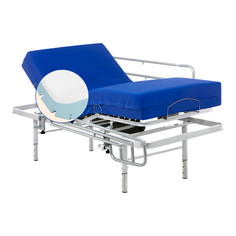 Pack letto ospedaliero regolabile in altezza con materasso viscoelastico Professional V6 | Telecomando wireless (105x200 cm, Sponde letto)