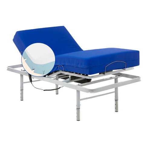 Pack letto ospedaliero regolabile in altezza con materasso viscoelastico Professional V6 